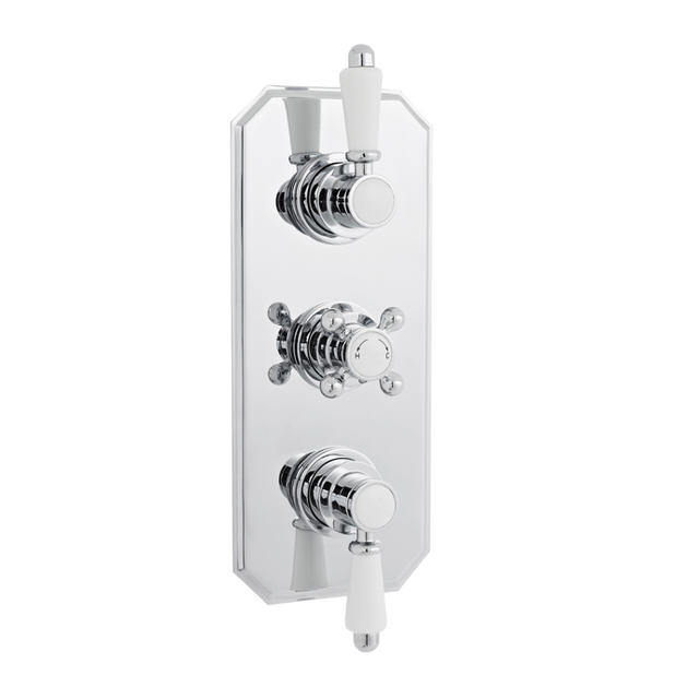 Nuie Triple Handle Thermostatic Victorian Concealed Shower Valve - Chr