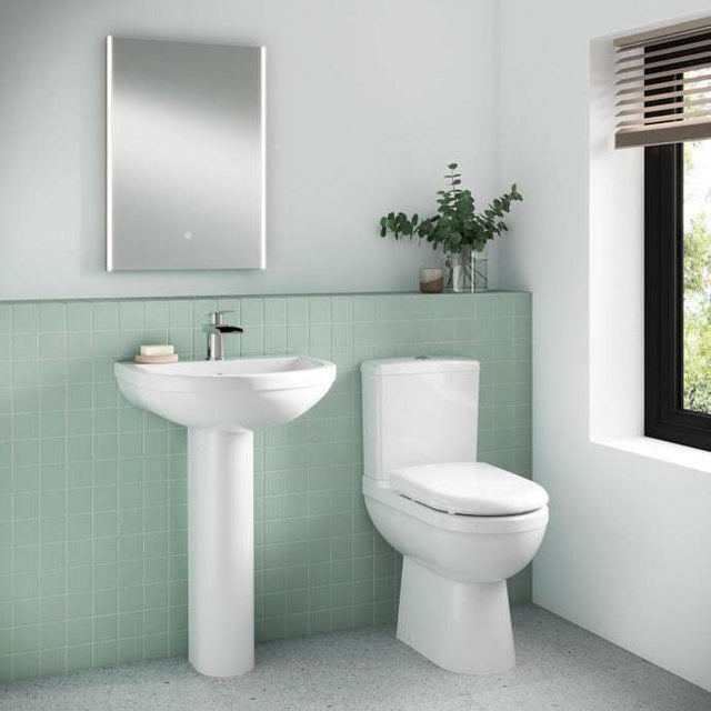 Nuie Ivo White Contemporary 550mm 1 Tap Hole Basin & Pedestal - CIV002
