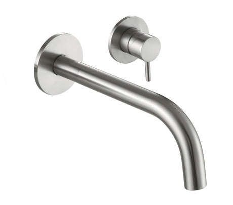 JTP Inox 2 Hole Wall Mounted Basin Mixer Short 155mm - Stainless Steel - IX091
