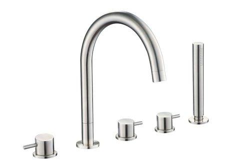 JTP Inox 5 Hole Bath Shower Mixer - Stainless Steel - IX277A