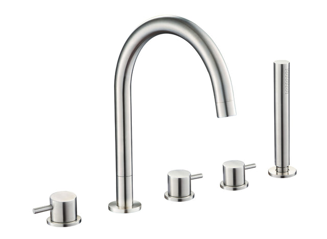 JTP Inox 5 Hole Bath Shower Mixer - Stainless Steel - IX277A