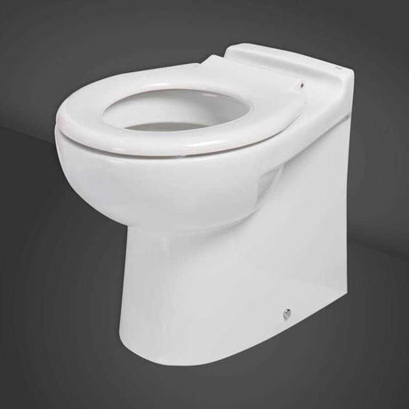 White RAK-Junior Back to Wall WC Pan with high-gloss vitreous china finish and compact modern design