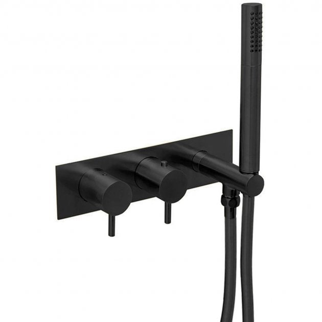 JTP VOS Thermostatic Concealed 2 Outlet Shower Valve wiht Handset - Matt Black - 285868MB