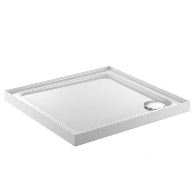 Just Trays JT Fusion 4 Upstand 700mm x 700mm Square Shower Tray with Waste - White - F70140