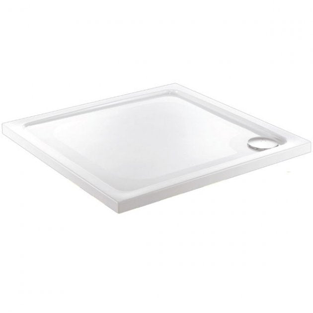 Just Trays JT Fusion 800mm x 800mm Flat Top Square Shower Tray with Waste - White - F80100