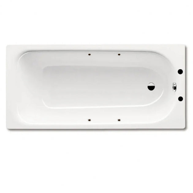 Kaldewei Eurowa Anti-Slip 2 Tap Hole Rectangular Steel Bath with Grip Holes 1700mm x 700mm - White - 119827000001