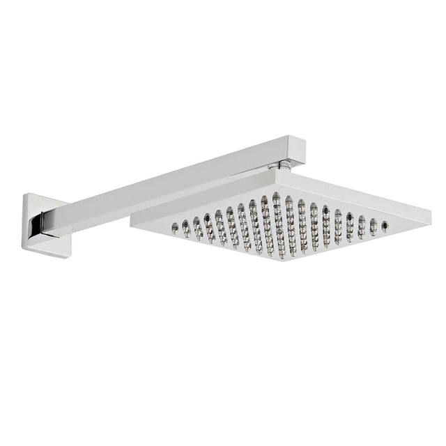 Kartell Cube Square Fixed Shower Head & Wall Mounted Arm 200mm - Chrome - SHO073CU - TAP 'N' SHOWER