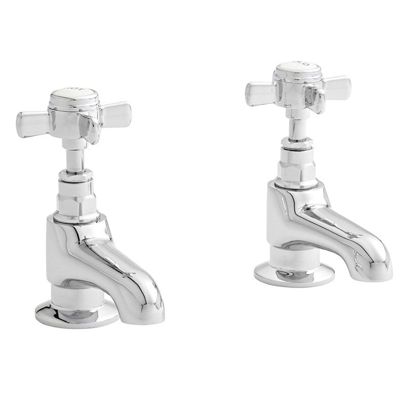 Kartell Klassique Pair Bath Pillar Taps - Polished Chrome - TAP104KL