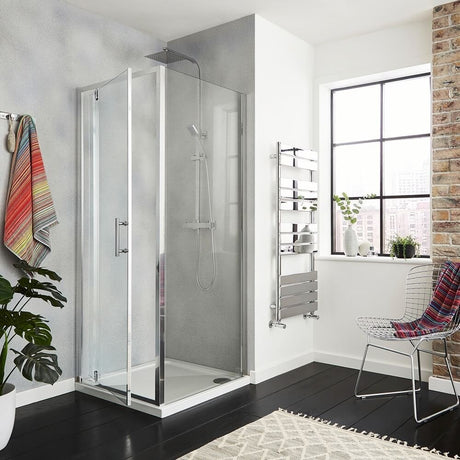 Kartell KV6 Chrome 900mm Pivot Shower Door 6mm Glass - SIX900PD