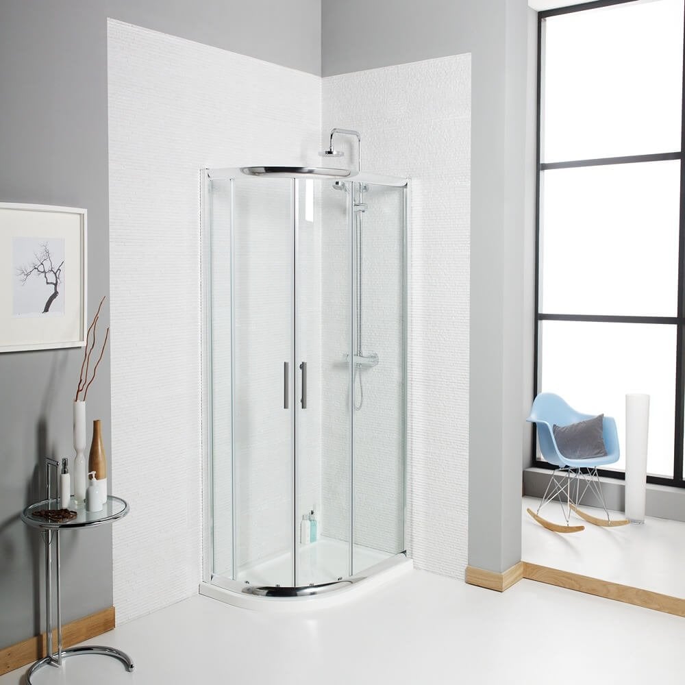 Kartell KV6 Offset Quadrant Shower Enclosure 900 x 760mm - Chrome - 6KON976Q