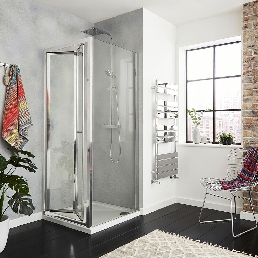 Kartell KV6 900mm Bi-Fold Shower Door 4mm Glass - Chrome - SIX900BF