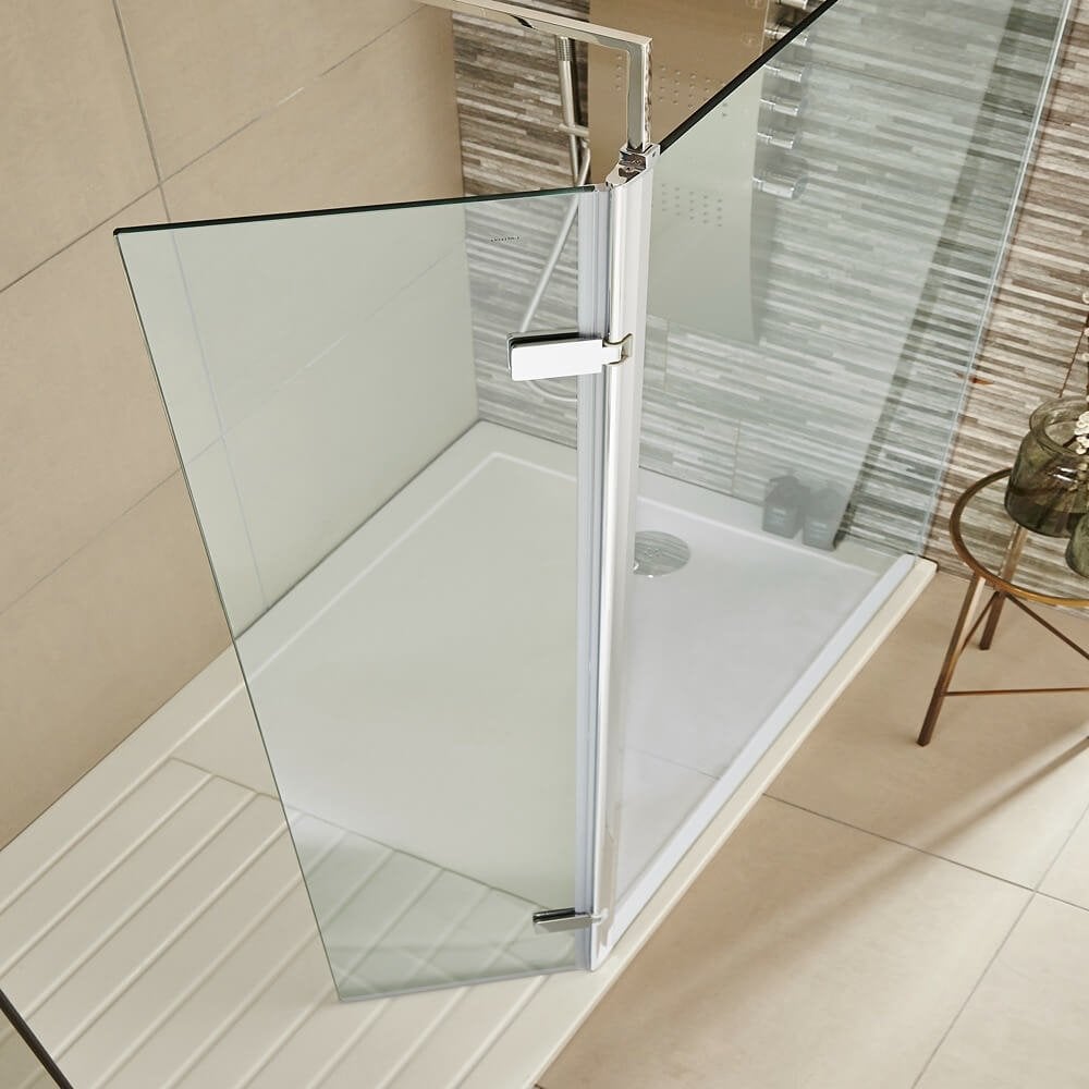 Kartell KV8 Chrome 300mm Hinged Wet Room Return Panel 8mm Glass - EIGHT300W