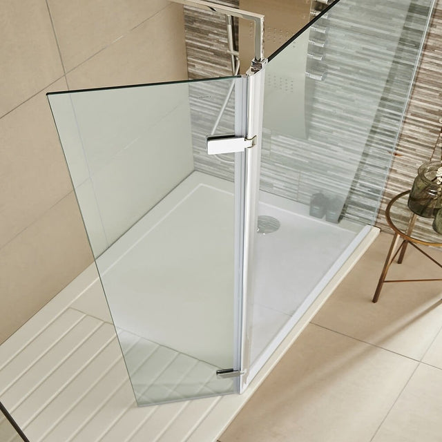 Kartell KV8 Chrome 300mm Hinged Wet Room Return Panel 8mm Glass - EIGHT300W