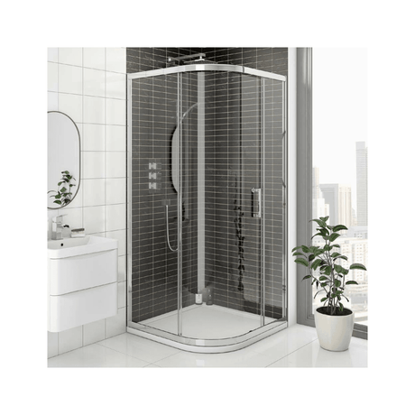 Kartell KV8 900mm Single Quadrant Shower Door 8mm Glass - Chrome - EIGHT900Q