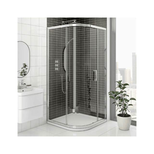 Kartell KV8 900mm Single Quadrant Shower Door 8mm Glass - Chrome - EIGHT900Q