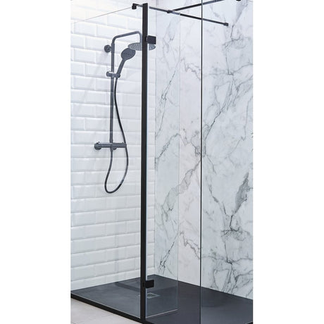 Kartell Nero 300mm Hinged Wet Room Return Panel 8mm - Black - NER300W