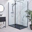 Kartell Nero Black Wet Room Profile Kit Wall Profile and Bracing Bar - Chrome - NER-CONV