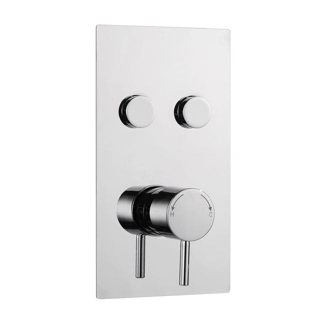 Kartell Plan Twin Round Push Button Concealed Thermostatic Shower Valve - Chrome  - SHO008PL