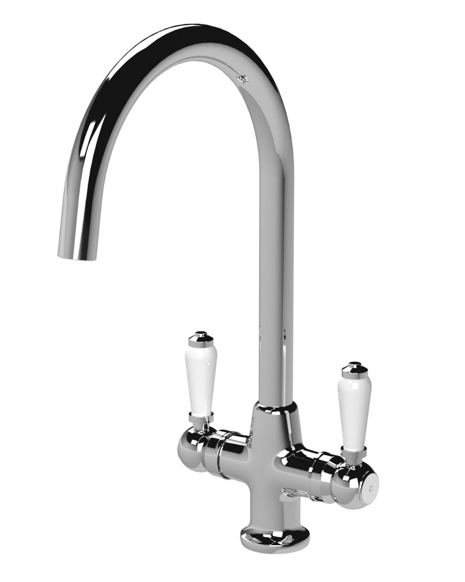 Launde Abbey Lever Handles Traditional 1 Tap Hole Mono Sink Mixer Tap - Chrome