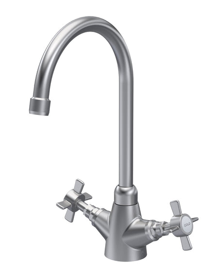 Launde Abbey Dual Handle Traditional Mono Kitchen Sink Mixer Tap - Brushed Nickel