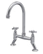 Launde Abbey Crosshead Handle Bridge Kitchen Sink Mixer Tap - Brushed Nickel