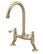 Launde Abbey Lever Handle Bridge Kitchen Sink Mixer Tap - Brushed Brass