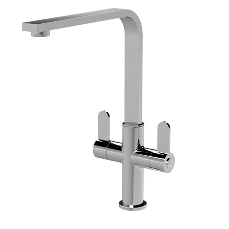 Launde Abbey Churni Mono Twin Lever Square Sink Tap - Chrome