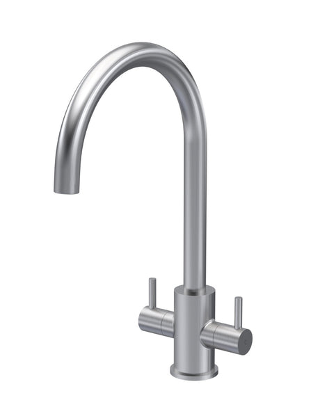 Launde Abbey Mono Kitchen Sink Mixer Tap Dual Lever Handle - Brushed Nickel