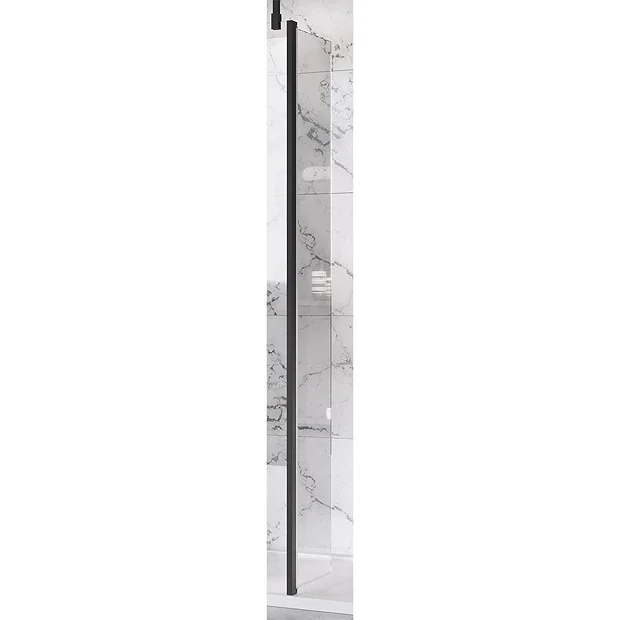 Roman Liberty 243mm Return 2000mm High Grid Black Wetroom Screen with Wall Arm Support - KLSPM3GPB