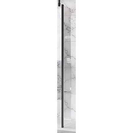 Roman Liberty 243mm Return 2000mm High Grid Black Wetroom Screen with Wall Arm Support - KLSPM3GPB