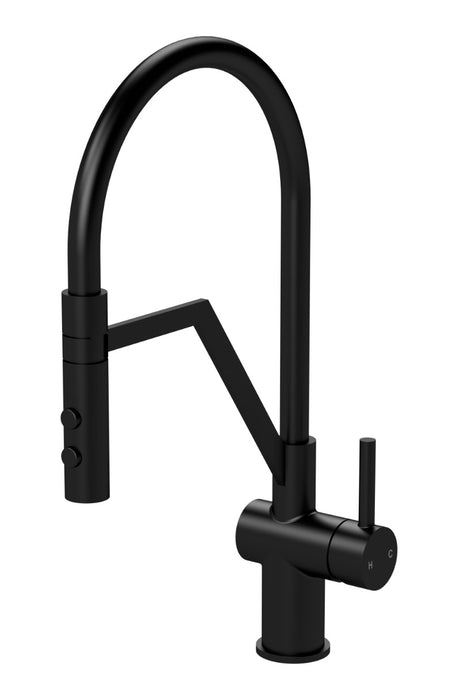 Launde Abbey Ravi Mono Basin Single Lever Round Basin Tap and Rinser - Matt Black