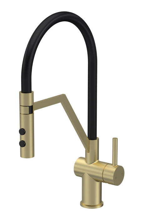 Launde Abbey Ravi Mono Kitchen Sink Mixer Tap Single Lever Handle - Brushed Brass