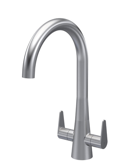 Launde Abbey Samir Mono Kitchen Sink Mixer Tap Dual Lever Handle - Brushed Nickel