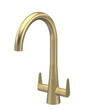 Launde Abbey 1Tap Hole Dual Lever Handle Mono Kitchen Mixer Tap - Brushed Brass