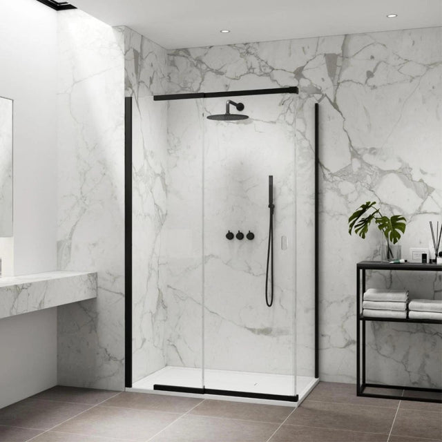 Kudos Pinnacle8 Recessed Sliding Shower Door 1800mm - Matt Black - P8SR180MBK - TAP 'N' SHOWER
