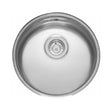 Reginox OKG Comfort round stainless steel kitchen sink with basket strainer and overflow, smooth finish for integrated installation