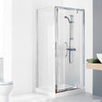 Lakes Classic Semi-Frameless 800mm x 1850mm Pivot Shower Door Silver Frame - 6mm Clear Glass - LKVP080S