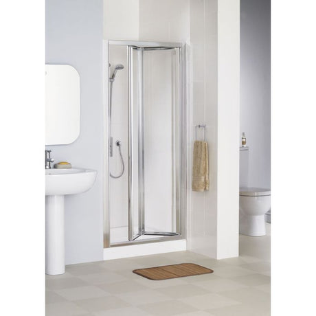 Lakes Classic Framed 700mm x 1850mm Bi-Fold Shower Door Silver Frame - 6mm Clear Glass - LK1B070S