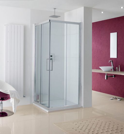 Lakes Malmo 750mm x 2000mm Corner Entry Shower Door Silver Frame - 8mm Clear Glass - Per Side - 8HC075S