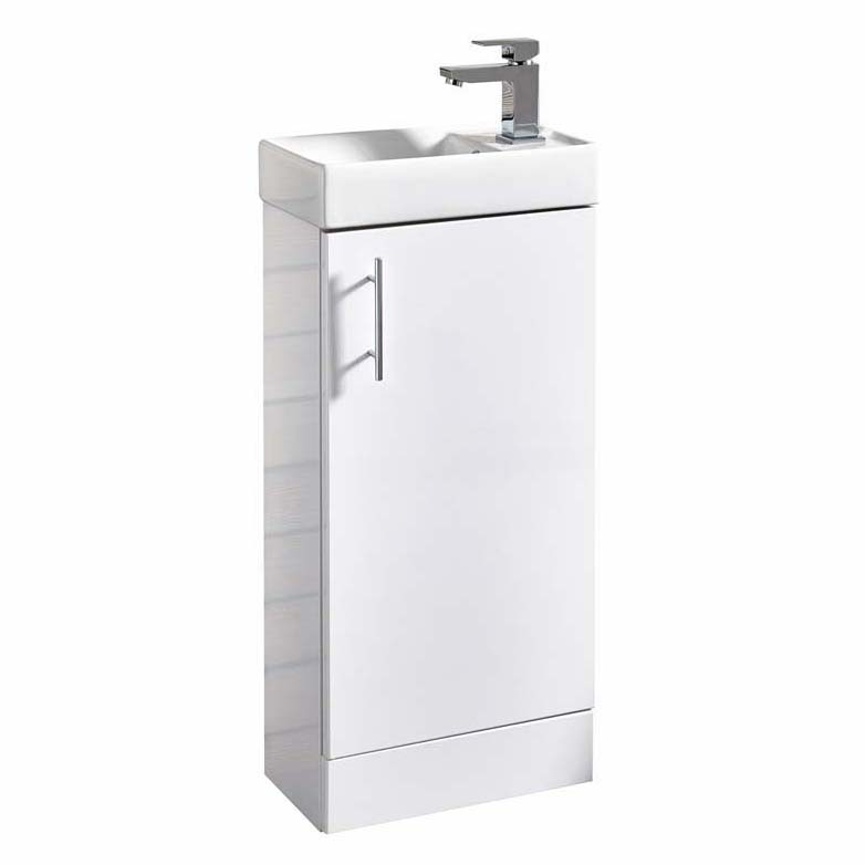 Scudo Lanza Floor Mounted Cloakroom Vanity Unit (Unit Only) - Gloss White - LANZAFLOOR