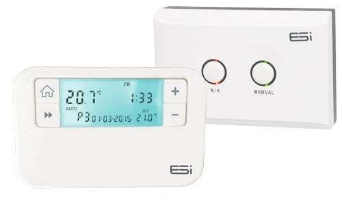 ESI Wireless RF Programmable Thermostat with LCD display and two-way RF communication for efficient heating control