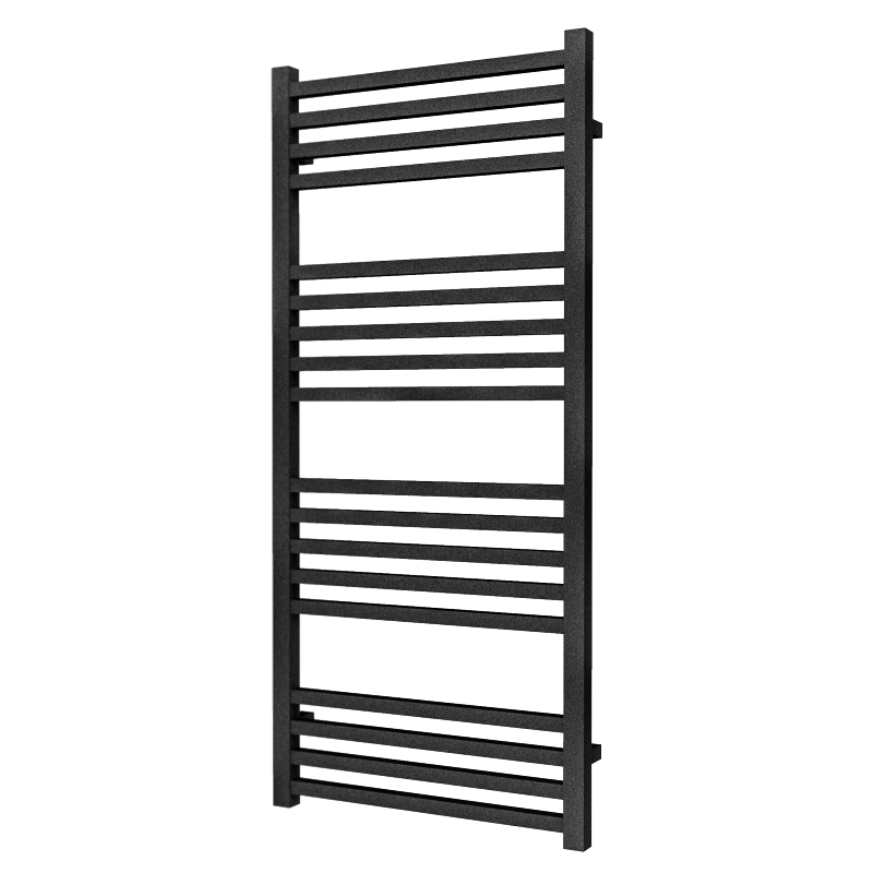 Radox Quebis 1550mm H black pearl designer heated towel rail with modern horizontal bars