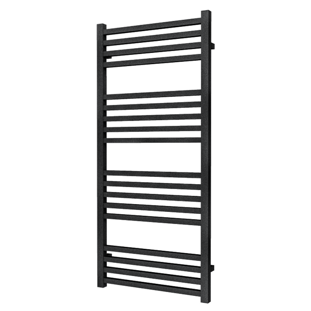 Radox Quebis 1550mm H black pearl designer heated towel rail with modern horizontal bars
