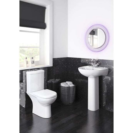 Nuie Lawton White Contemporary 550mm 1 Tap Hole Basin & Pedestal - CLW