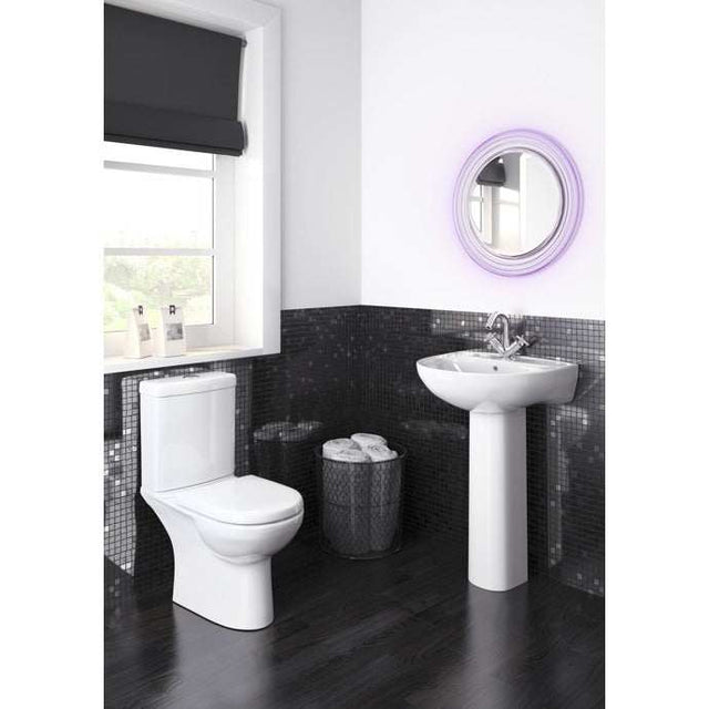 Nuie Lawton White Contemporary 550mm 1 Tap Hole Basin & Pedestal - CLW