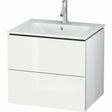 Duravit L Cube 2 Drawers Vanity Unit Only Wall Hung 620mm Wide - White Gloss - LC624002222