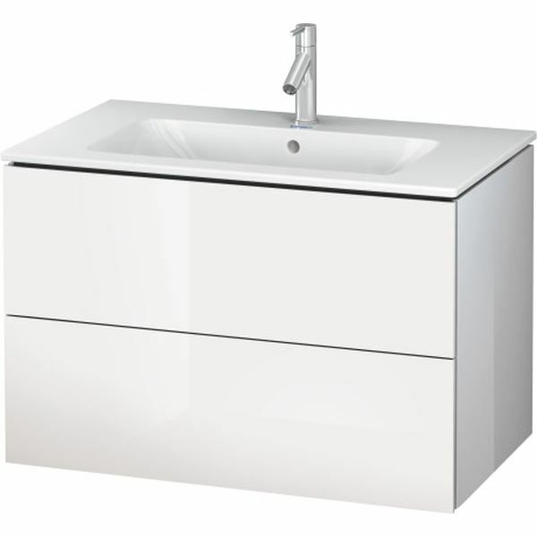 Duravit L Cube 2 Drawer Vanity Unit Only Wall Hung 820mm Wide - White Gloss - LC624102222