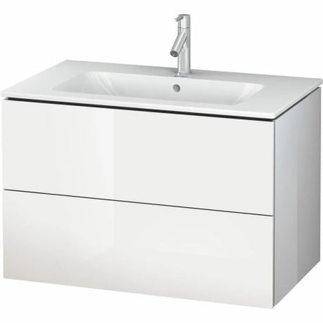 Duravit L Cube 2 Drawer Vanity Unit Only Wall Hung 820mm Wide - White Gloss - LC624102222