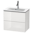 Duravit L Cube 2 Drawer Wall Hung Vanity Unit Only 620mm Wide - White Gloss - LC625602222
