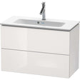 Duravit L Cube 2 Drawer Wall Hung Vanity Unit Only 820mm Wide - White Gloss - LC625702222